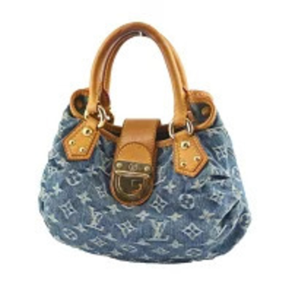Louis Vuitton Pleaty Handbag Monogram Denim Blue